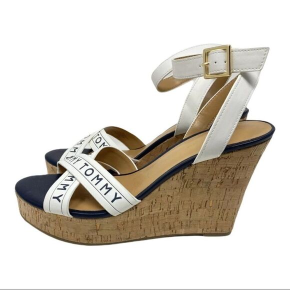 Tommy‎ Hilfiger Wedge Ankle Strap Sandals Buckle - Picture 4 of 7